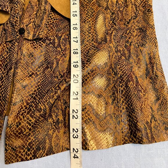 Zara Women's Snake Print Faux Leather Open Front Jacket Brown Medium - Picture 8 of 10